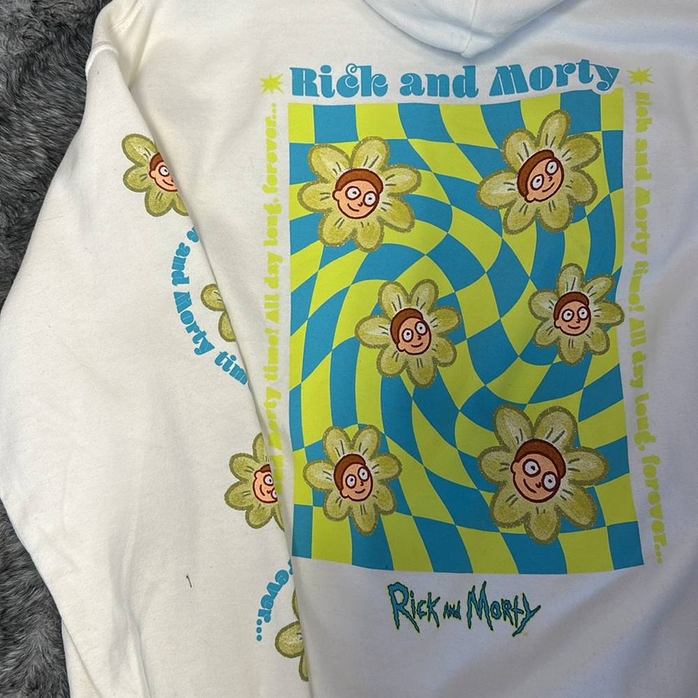Rick and Morty Hoodie with Green and Pink Flower Design NWT - Picture 4 of 4